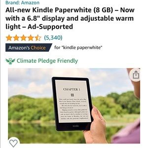 All-new Kindle Paperwhite 8 GB, 6.8" display and adjustable warm light. And case
